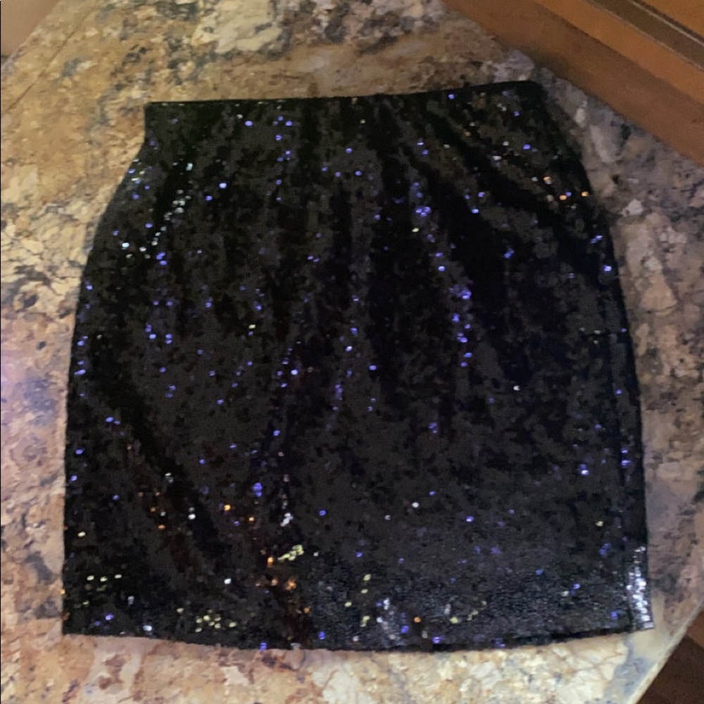 Black Glitter Mini Skirt